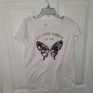 Girls Jumping Beans Butterfly Embellished Graphic Flutter Sleeve T…